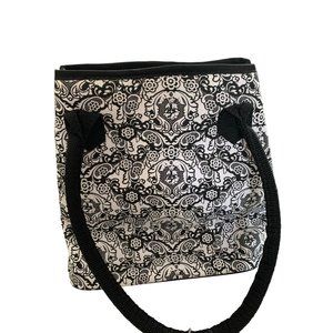 Fit & Fresh Insulated Lunch Bag Black White Design Handle Tote Inside Pocket